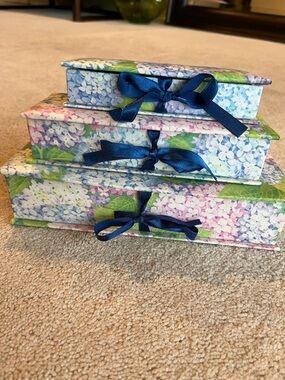 Set 3 Otagiri Floral Boxes hydrangeas